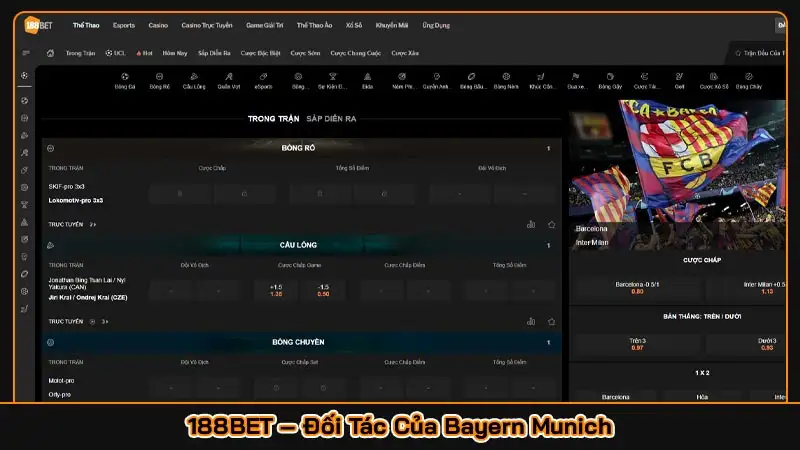 188BET – Trang cá cược thể thao đối Tác Của Bayern Munich