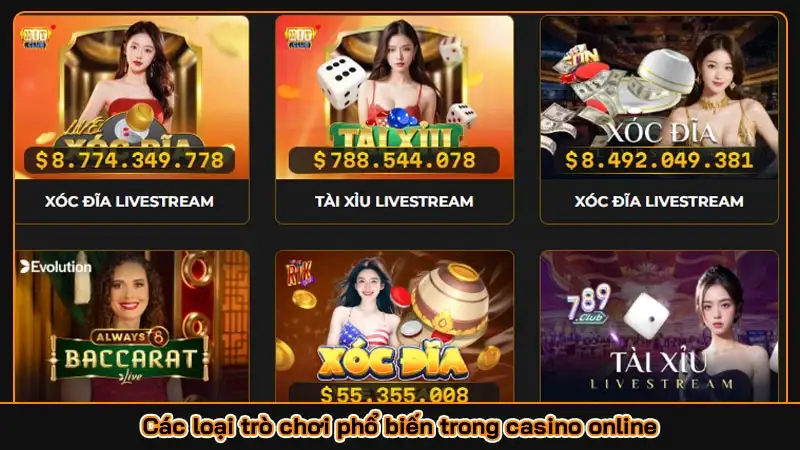 Các loại trò chơi phổ biến trong casino online