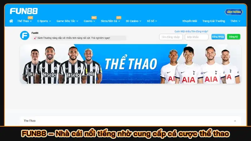 FUN88 – Nhà cái nổi tiếng nhờ cung cấp cá cược thể thao
