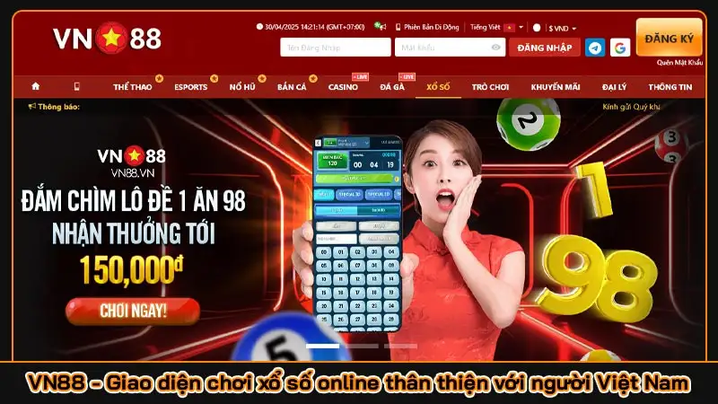 VN88 - Giao diện chơi xổ số online thân thiện với người Việt Nam