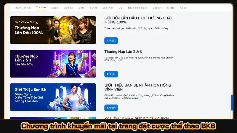 Trang cá cược thể thao BK8 và những điều người mới nên biết Chương trình khuyến mãi tại trang đặt cược thể thao BK8